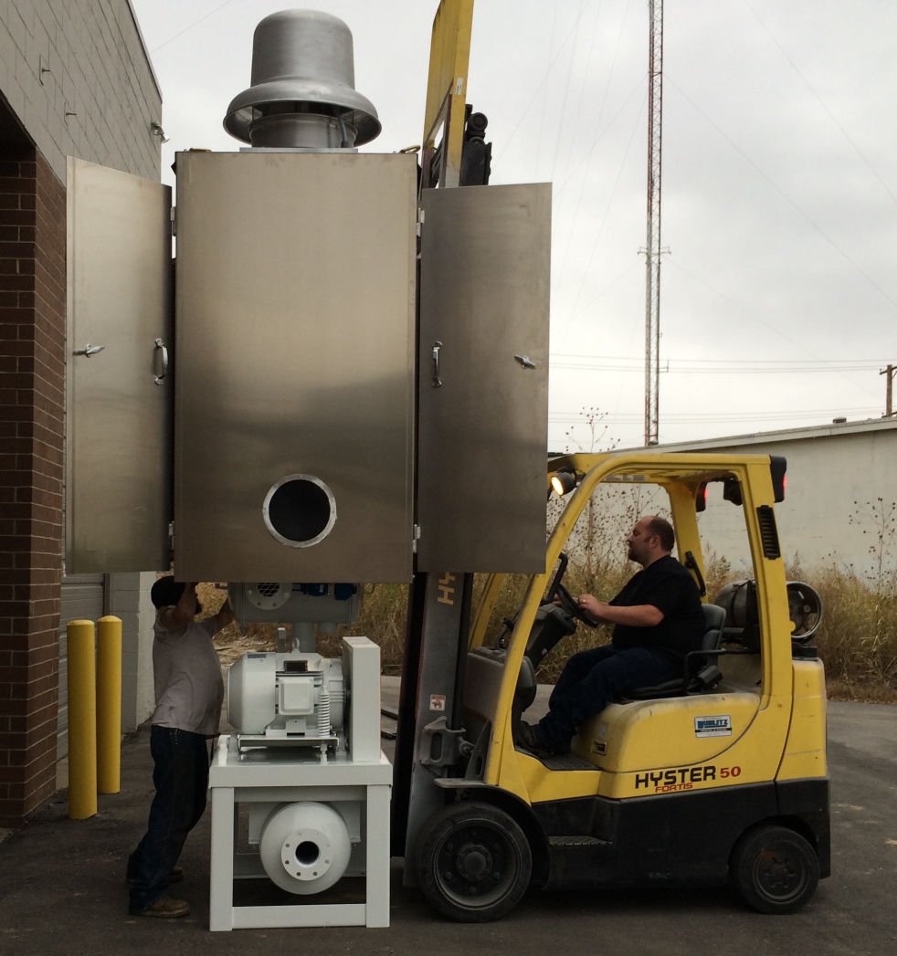 Sound enclosure install over blower package Sound enclosure install over blower package